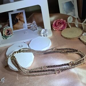 Three-Strand Necklace w/Roman Goldtone Accents